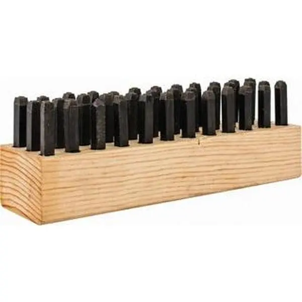 Standard 36-Piece 1/8" Character Steel Stamp Set - Letters & Figures for Letter Stamping, Model 03361, US-Made Office Stamp Tool