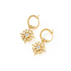 Cicy Bell 18k Gold Plated Dangle Earrings for Women Princess Cubic Zirconia Trendy Chunky Twist Drop Earrings