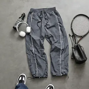 SHI Casual Sports Pants with White Side Stripes, Elastic Waist, and Jogger Fit