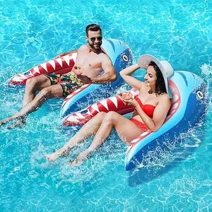 2 Pack Pool Floats Adult Size, Pool Lounger with Cup Holder, Inflatable Floats for Swimming Pool