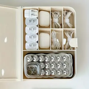 1pc Power Charging Cable Organizer, Desktop Cord Management Box, Phone Charger Plug Holder, Data Line Storage Case