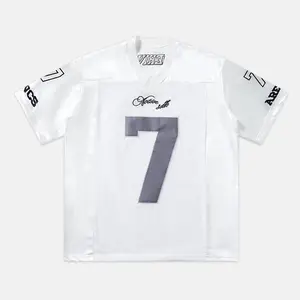 Inflation Mesh Football Jersey T-Shirt 2026 Spring Summer New Embroidered Breathable Streetwear, Oversized Sporty Tee White Hip Hop Jersey for Casual Top tiktokshopspringglowup