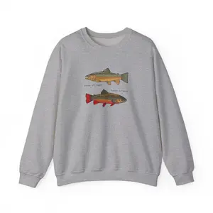 "Trout of Sight Trout of Mind" Brooke & Brown trout Sweatshirt | Vintage Fish Chart Crewneck
