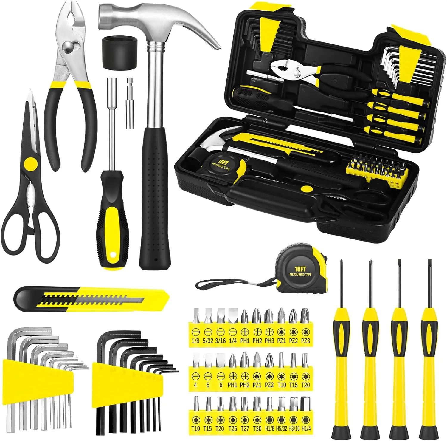 58PCS Household Tool Set with Portable Storage Case – Basic Repair Kit for Home, Dorm, Office & DIY Projects
