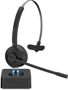 PHILIPS | Bluetooth Wireless Headset – Clear Calls with Noise-Canceling Mic, Long Battery Life, Dual Charging, Super Comfortable Fit for Office, Home, Car & Hands-Free Work Calls