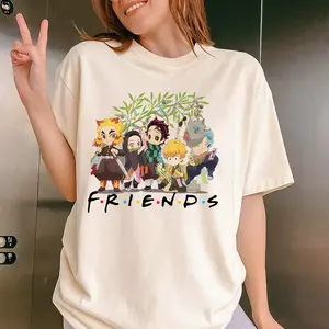 Demon Hunters Anime Squad Tee Characters Graphic Shirt Premium Heavy Cotton & Best Buds demon slayer  merch vintage  graphic  tees casual  outfits  women meme  shirts silky boyfriend  fit