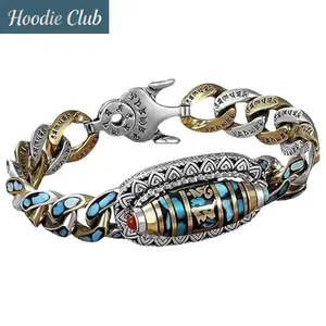 Tibetan Style Six-Syllable Mantra Nine-Eyed Dzi Bead Bracelet & Anklet with Turquoise, Good Luck Meditation Amulet, Ideal for Daily Wear unisex LED Knit Hat Lights super deal golf sun hiking foldable wrist brace snapback casual wide brim sun hat baseball