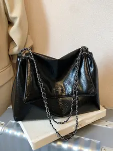 Fashion minimalist large-capacity tote bag, daily commute chain underarm tote bag casual shoulder crossbody bag, Casual commuter bag