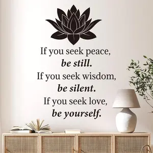 Lotus Buddha Decal Quotes Be Yourself Inspirational Positive Black Letter Stickers Living Room Gym Bedroom Wall Decor