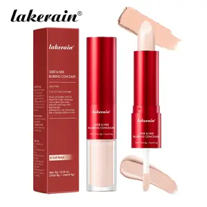 Long-lasting Glide&Hide Blurring Concealer, High-Coverage Concealer, Highly Conceals Dark Circles and Wrinkles, Dual formula Including Liquid Tip & Balm Stick, Waterproof & Sweatproof, Smoothes & Brightens, Flawless Complexion, Travel-Friendly Cosmetics
