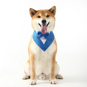Adjustable Pet Tuxedo Bandana with Bow Tie, Formal Dog Wedding Collar, Cute Cat Neck Accessory for Party Outfits