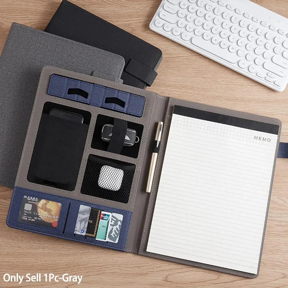 A4 Business Manager File Folder, Including Memo Pad & Mobile Phone Holder, Office Organizer, Office Stationery & Supplies, Office Accessories for Home School Office, Portable