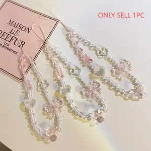 1 pink bow phone chain, Cell phone charm, universal phone case with hanging rope, phone hanging accessory, phone hanging rope, Phone Accessories, backpack hanging accessory for women, gift for friends and family
