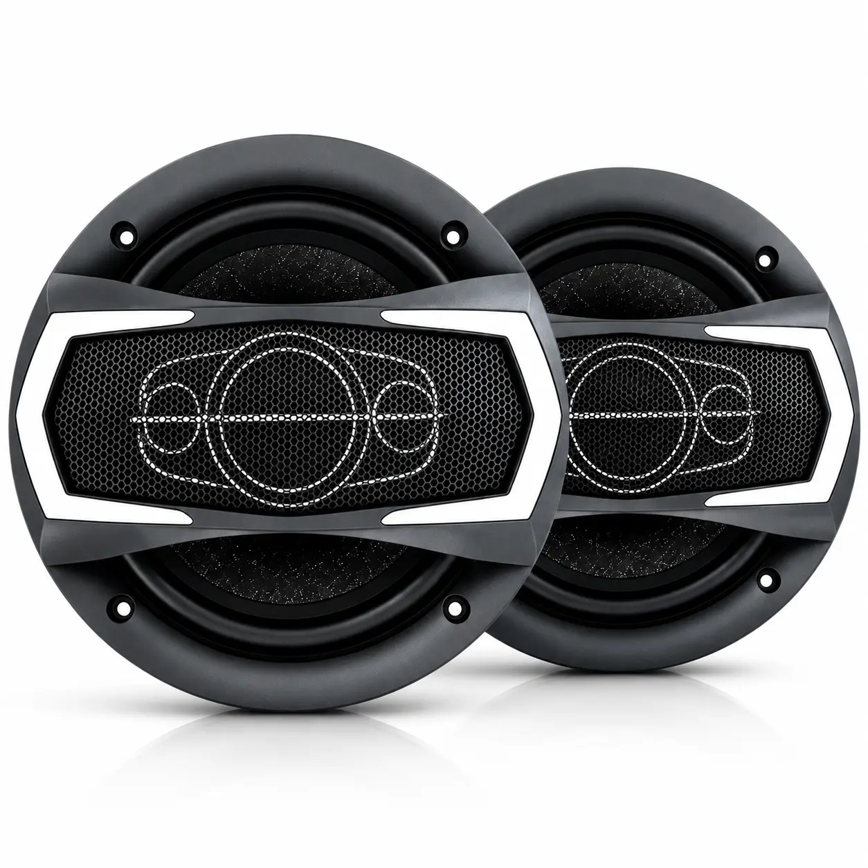 6-Inch 4-Way Coaxial Car Speaker Pair, 600W Max Power, Solid Bass, Robust Audio Clarity, Powerful Performance, Easy Installation, Direct Replacement Universal Car Audio Upgrade