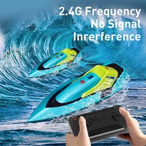 S5 Blue-Green Remote Control Boat for Swimming Pools and Lakes 2.4 GHz 20+ MPH Racing Boat Rechargeable Battery Low Battery Alarm Gift for Boys and Girls