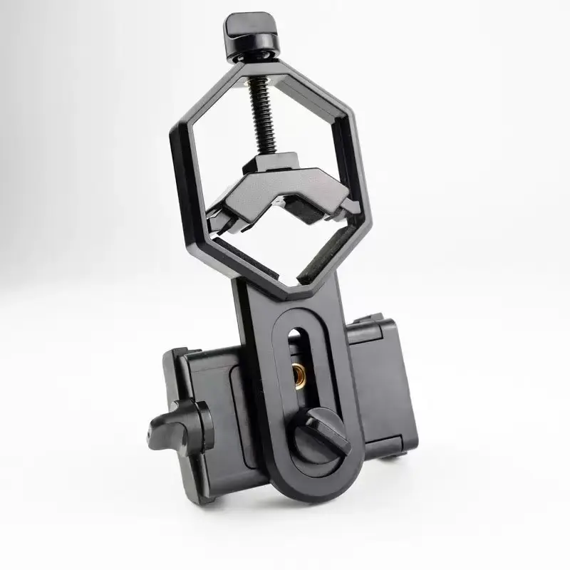 Universal Smartphone Adapter Mount for Telescope, Microscope, Binoculars & Spotting Scope - Adjustable Cell Phone Camera Holder with 1/4" Tripod Thread & Locking Screws - Digiscoping Accessory