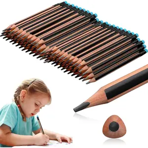 96 count 2b  Pencils, Big, , Thick, Triangular Grip 7 Inch Large Pencils Refill with Eraser for Beginners Office Christmas Gifts(Black)