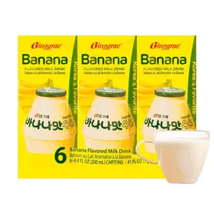 Binggrae Banana Flavored Milk Drink 200ml per Carton 6 Cartons Pack Korea's Favorite Refreshing Beverage