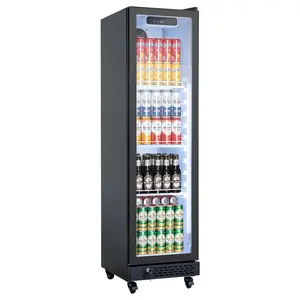 VEVOR Commercial Merchandiser Refrigerator, 6.9 Cu.Ft / 195L Glass Door Display Refrigerator, Upright Beverage Cooler Fridge with 4 Adjustable Shelves, Soft LED Light & Casters for Homes Shops Bars