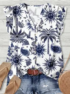 Women's Floral Print Loose-Fitting Shirt, Casual Beach Vacation Top, Perfect for Dating, Walking, Anniversary, Summer Fashion