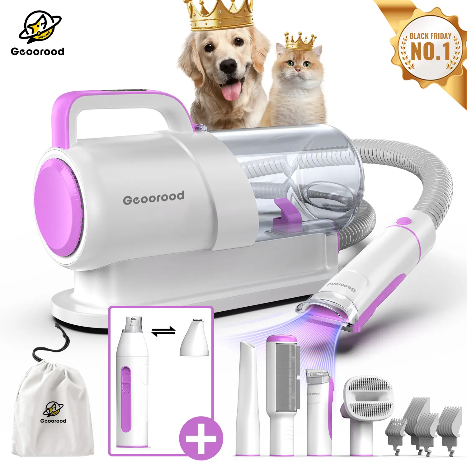 Purple(6-in-1)-with Nail Grinder & Paw Trimmer