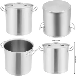 Commercial Grade 22-Quart Stainless Steel Stock Pots with Lid, Large Cooking and Canning Pots, Heavy Duty Stockpots for Industri
