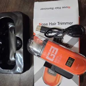 Nose Hair Trimmer for Men Women, Rechargeable Trimmer, Painless Eyebrow Facial Hair Shaver, LED Display Nose Clipper, Waterproof Dual Edge Blades Clipper for Easy Cleaning
