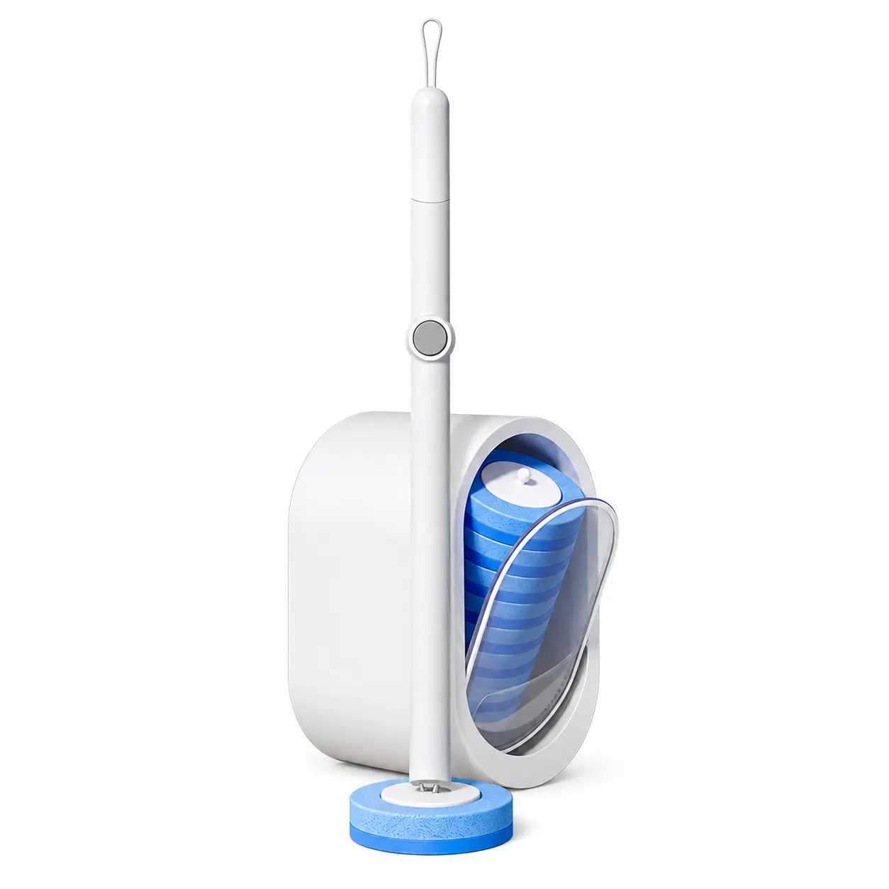 Disposable Toilet Brush Cleaning Kit with Handle, Holder and Replaceable Scrubber Refills