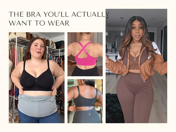 SHAPELLX Bare Essentials Skin Flow Front-Zipper Wireless Bra SHAPELLX Bare Essentials Skin Flow Front-Zipper Wireless Bra