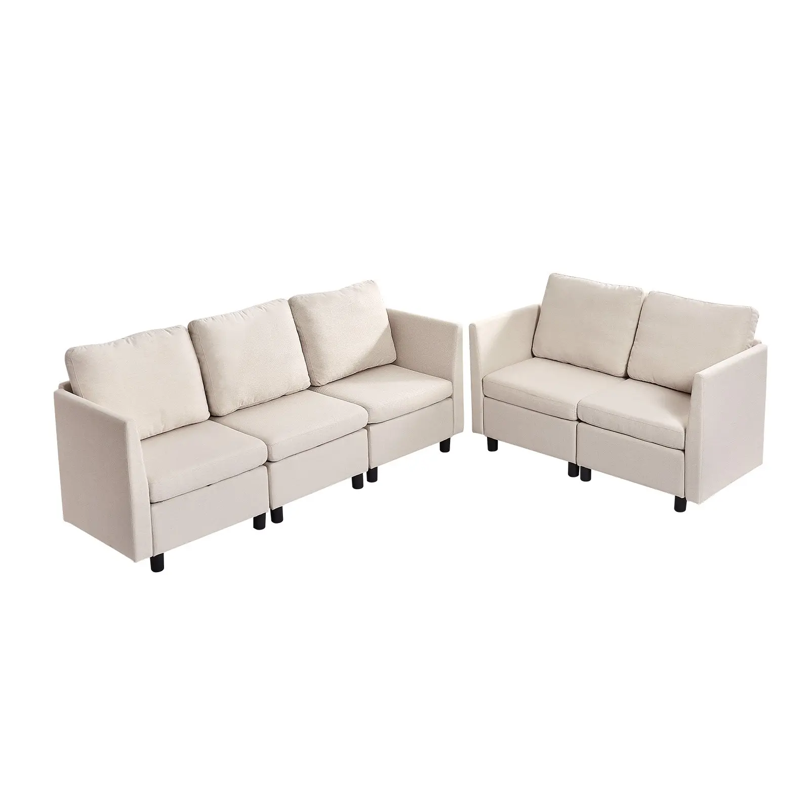 【DealsForYouDays】VEVOR Modular Sectional Sofa, 5-Seater Adjustable Upholstered Couch with Hidden Storage, Cloud Design, High Rebound Sponge, Solid Wood Frame for Living Room, Bedroom, Beige