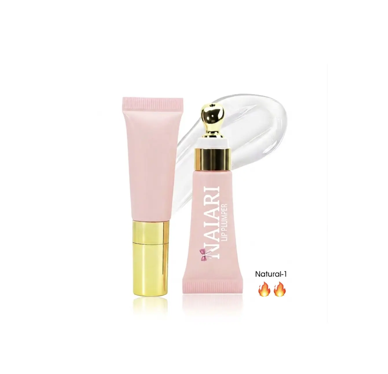 Lip Plumper (Natural 1) Clear Vegan instant moisturizing lip plumper squeeze tube