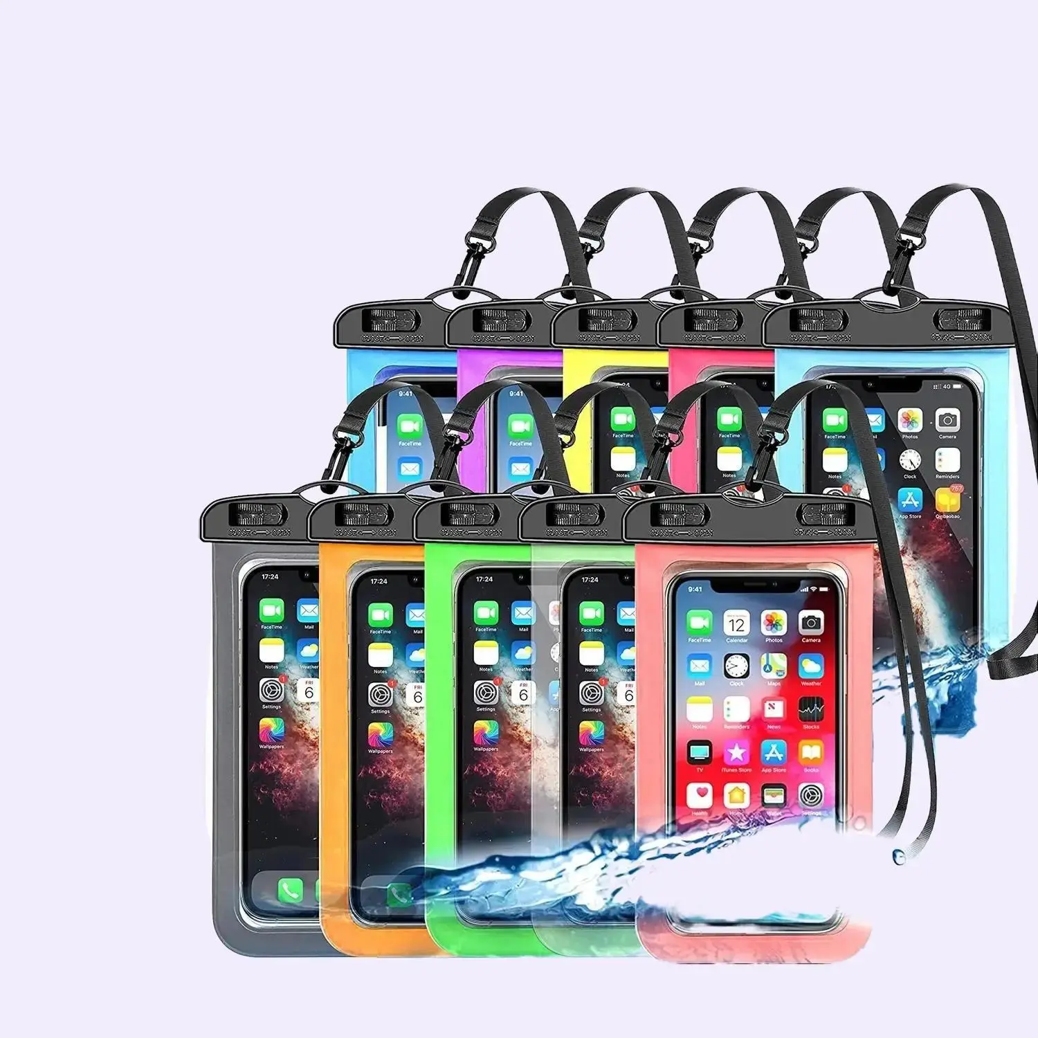 Samsung 3 Pack Waterproof Floating Cell Phone Pouch Dry Bag Case Cover - Original Product Title with No Branding Organiser Multicolor