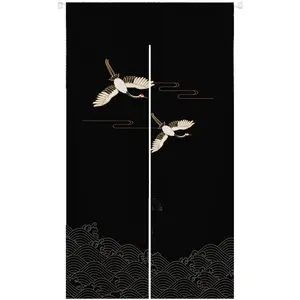 Japanese Doorway Curtain Noren Tapestry Red Crowned Crane Noren Curtain Door Curtain for Kitchen Partition Shading Home Decoration 33.5X 59 in