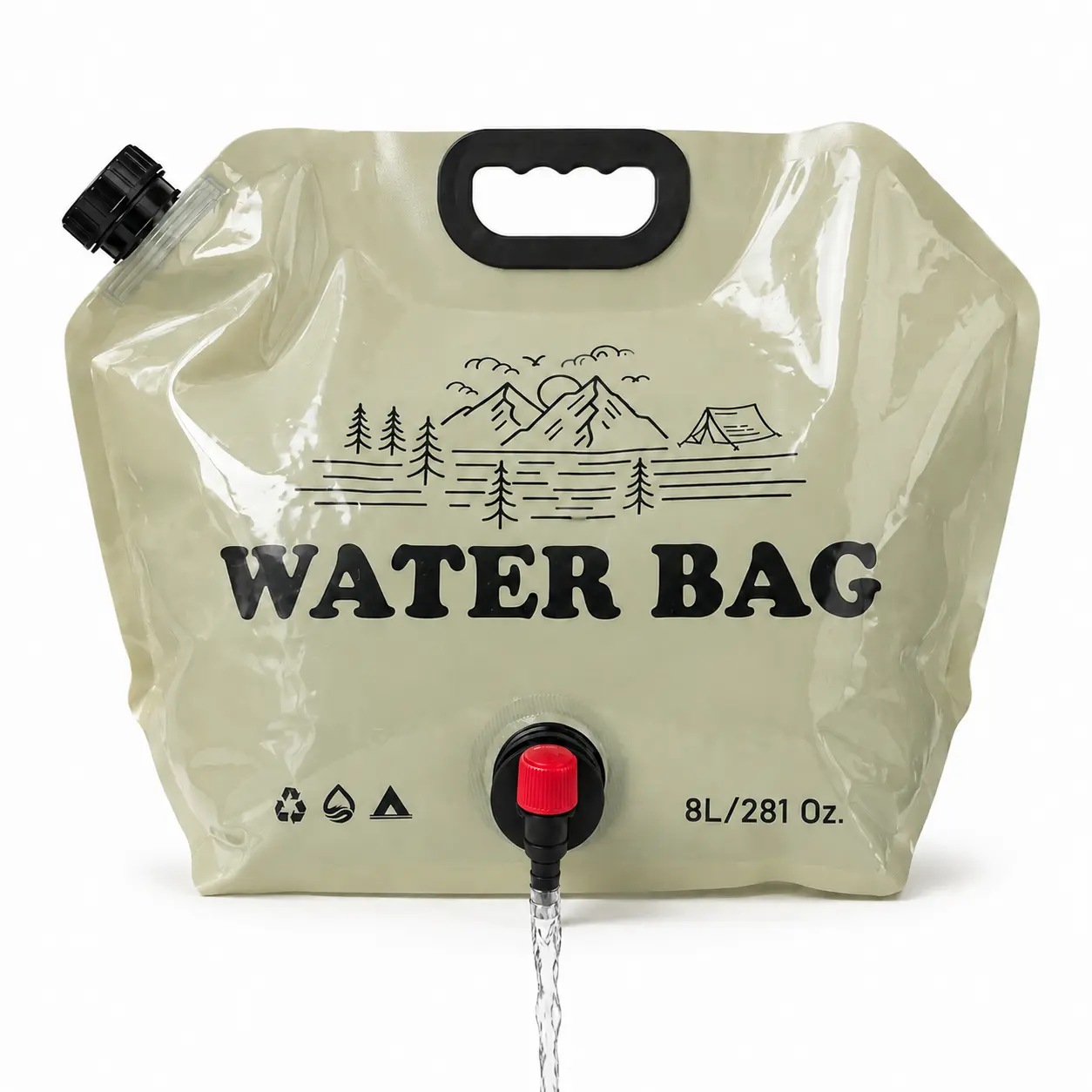 8L Collapsible Water Container with Spigot, 2.1 Gallon Foldable Camping Water Bag, Leakproof Portable Water Storage Jug for BBQ, Hiking, Travel & Outdoor Cooking
