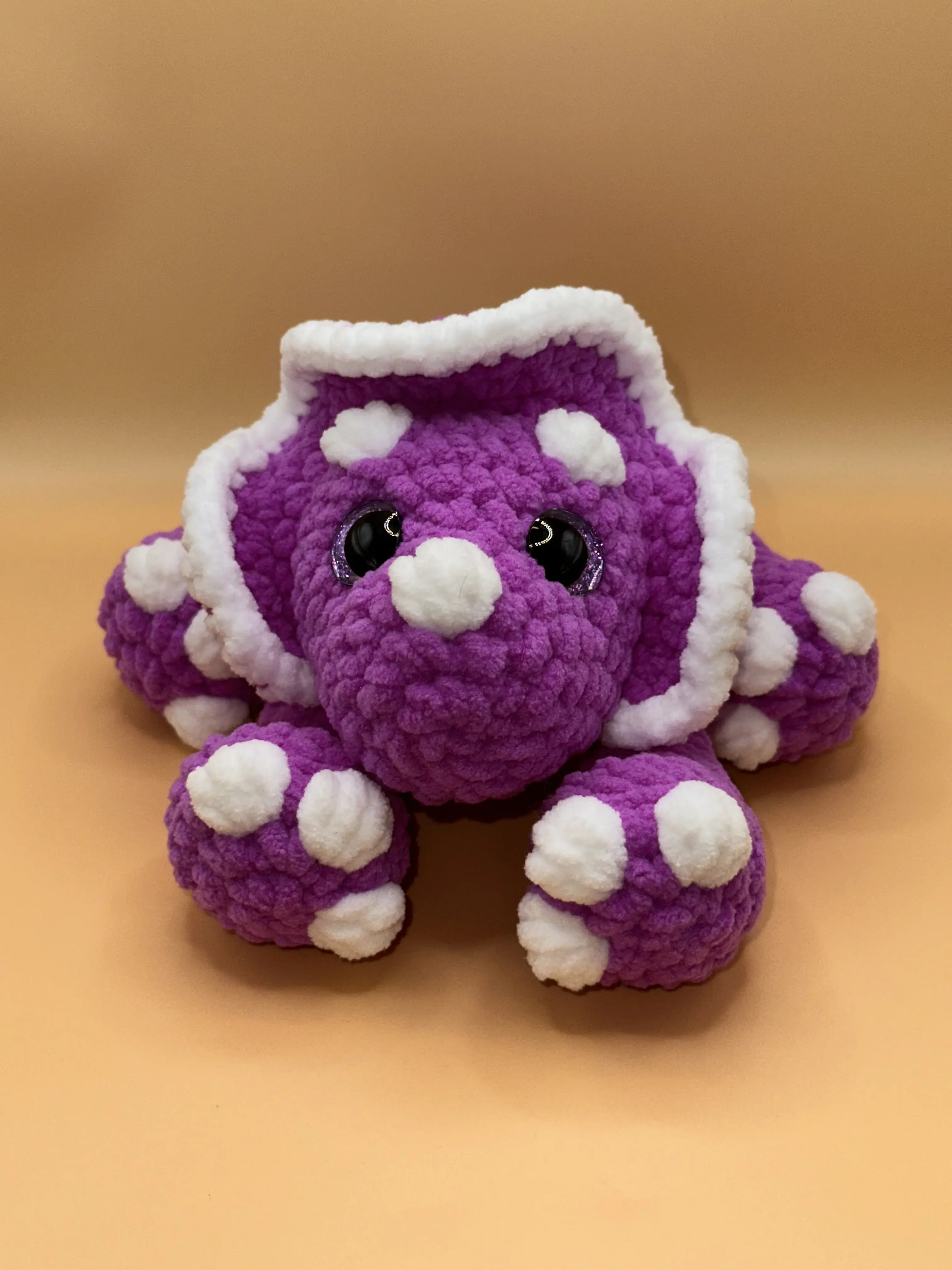 Hand Crocheted Purple and White Triceratops's