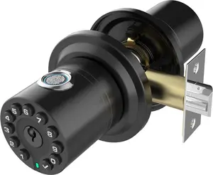 Door Knob with and Key, Biometric Lock with Navigation Programming, Combination Zinc Handle for Doors, Gate,Bedrooms,.