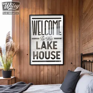 SWEENY Welcome To The Lake House Print Poster No Frame, Modern Lakehouse Wall Art, Lake Home Decor, Vintage Lakehouse Artwork, Rustic Cabin