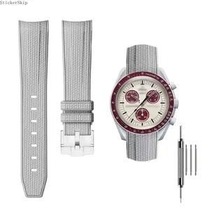 2026 20mm Silicone Watch Band, Seamless Curved Waterproof Strap with Steel Buckle, Unisex Replacement Wristband Fit Omega X Swatch Moonswatch Speedmaster Seamaster, Soft Durable Accessory for Daily Sports Casual Wear