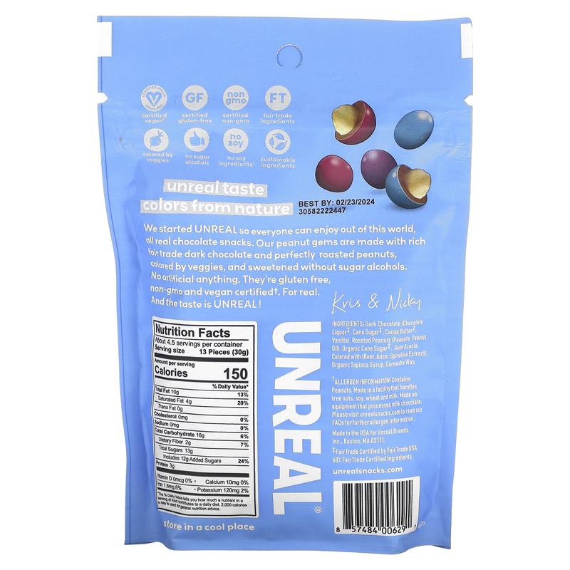 Unreal Dark Chocolate Peanut Gems, 5 oz (142 g)