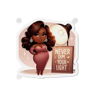 Never Dim Your Light Magnet — Inspirational Afro Diva Die-Cut Refrigerator Magnet