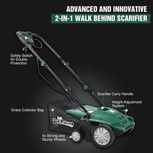 Garden Scarifier, 2-in-1 13INCH Dethatcher Scarifier,12 Amp Electric Lawn Dethatcher,Removable Collection Bag extra large 31.7QT, CUS Certificated
