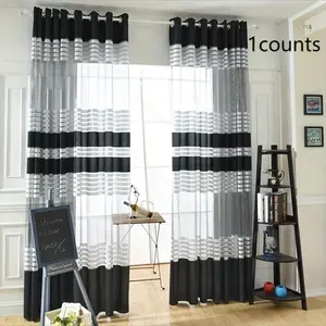 Striped Pattern Curtain, 1 Count Modern Simple Blackout Curtain, Window Drapes for Home Living Room Bedroom Study Room Decor, Privacy Grommet Curtains