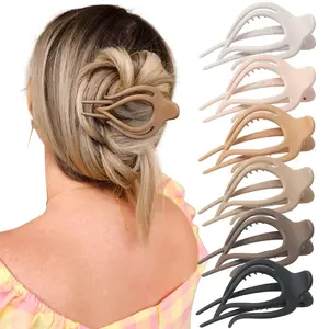 6Pcs/Set French Concord Hair Clips Claw Side Slid Flat Hair Clips for Volume Strong Hold No Slip Grip Hair Claw Clips for Women Girls Thick Thin Hair
