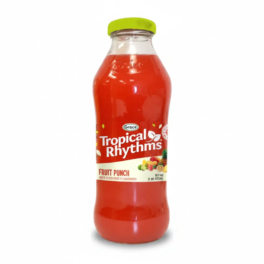 Grace Tropical Rhythms Citric Acid Tropical Mix Fruit Punch Ready Drink, 16 oz Caribbean Water-Based Beverage - Chilled for Yes Occasions, Any Occasion