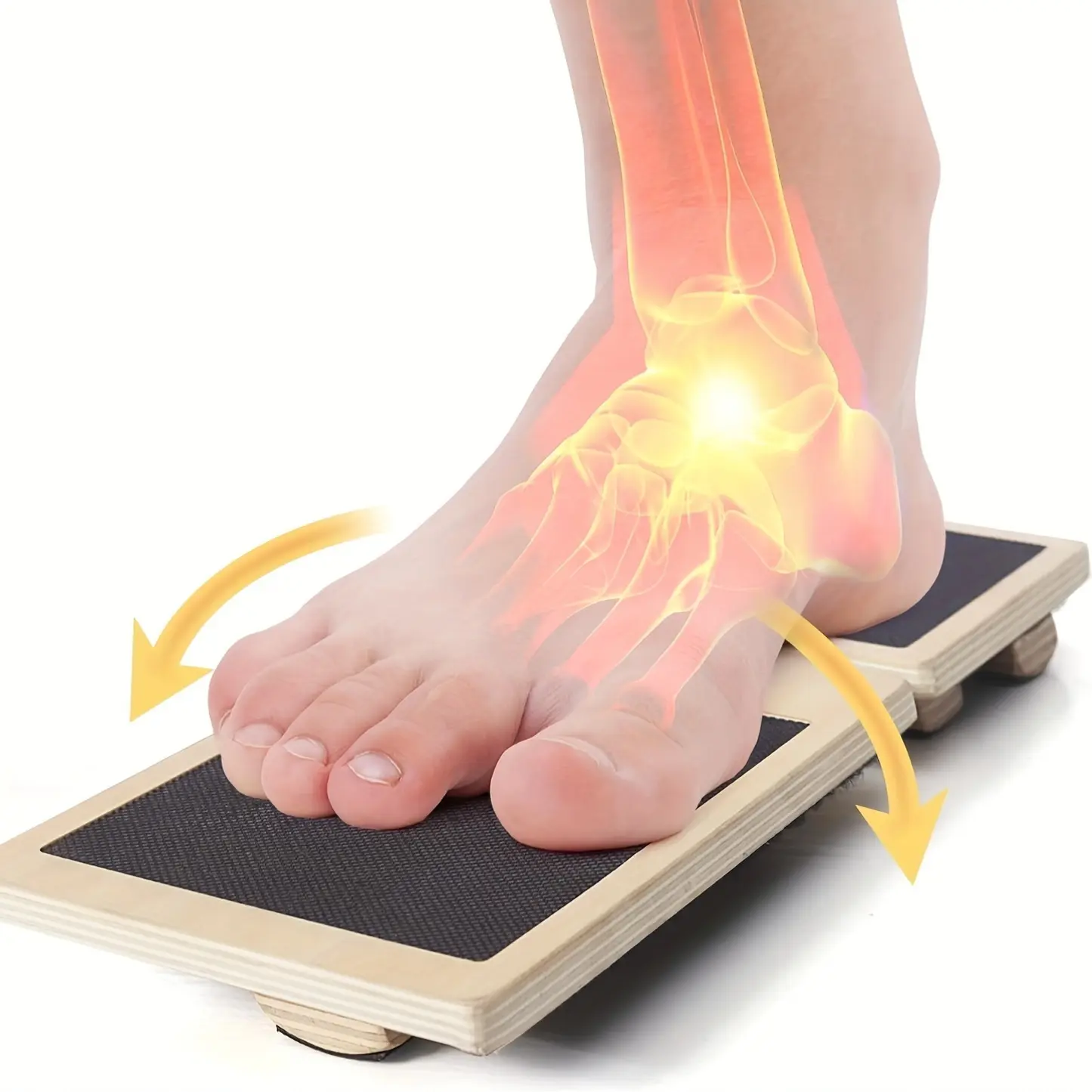 The log foot trainer combines ankle strengthening and balance correction. It is made of anti-slip wood for ankle varus and inversion caused by sprains, and is portable Balance Board, Home Fitness Equipment