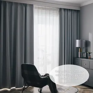 Blackout Linen Curtains Thickened Insulated Drapes for Living Room Bedroom Home Decor, Simple Design Window Covering 1 Piece