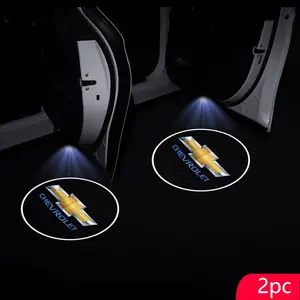 2pcs LED Car Door Welcome Light Projector, Car Door Lights, Logo for Chevrolet Corvette, Montana, Trailblazer, Silverado, Traverse, Camaro, Auto Accessories