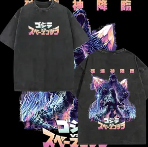 Godzilla Shirt Vintage Monster Movie Unisex Oversized Acid Wash Lightweight Cotton T-Shirt Kaiju Graphic Tee Retro Sci-Fi Film Inspired Tee Grunge Aesthetic Crewneck Streetwear Men Shirts Gift For Godzilla Fans