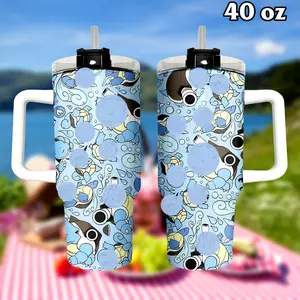 Water Squirtlee Pokemmon Print Tumbler 40oz & 30oz, Classic Anime Gamer Cup For Men Women, Insulated Travel Drinkware, Holiday Gift Idea | 060426.R3057.ID00
