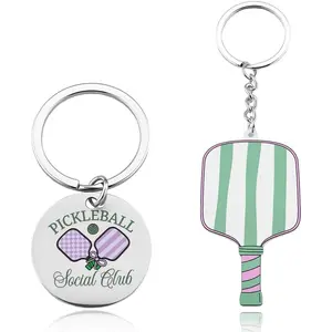 Pickleball Keychain Set for 2 Cute Pickleball Paddle Key Ring for Team Coach Christmas Xmas Gifts Sports Keyring for Boys Girls Cheerleaders Backpack Wallet Accessories